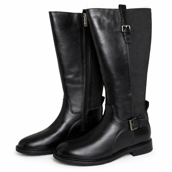 Easy Spirit Shoes - Easy Spirit Jackie Riding Boots Black Leather Women’s Size 5.5M Buckle Knee High